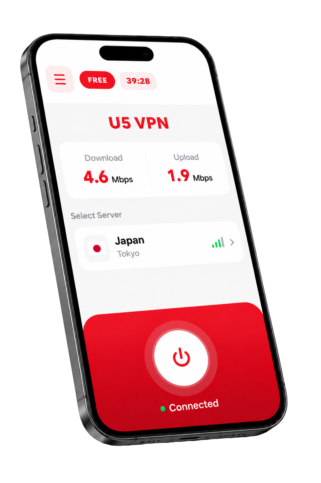 U5 VPN app — connected to Japan